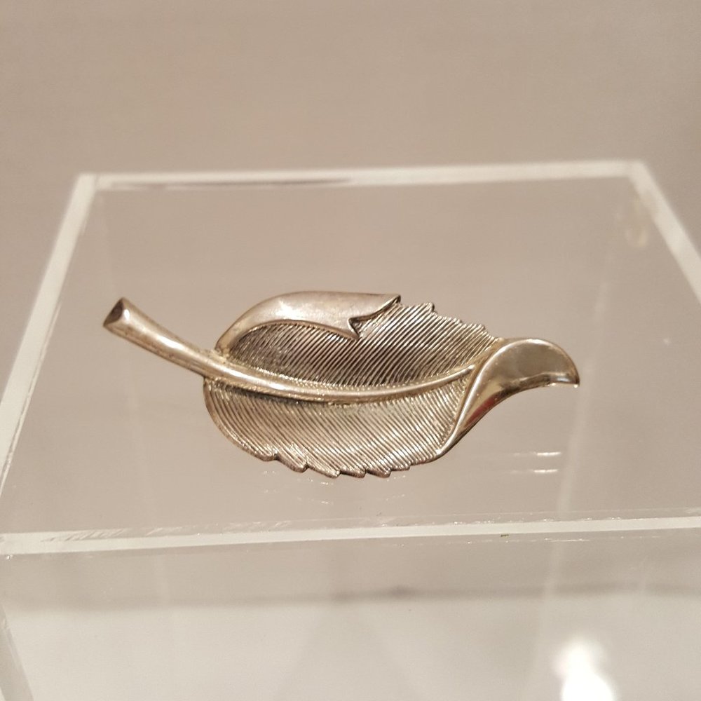 Vintage Sterling Leaf Pin by BEAU 2" Circa 1970s Excellent Condition